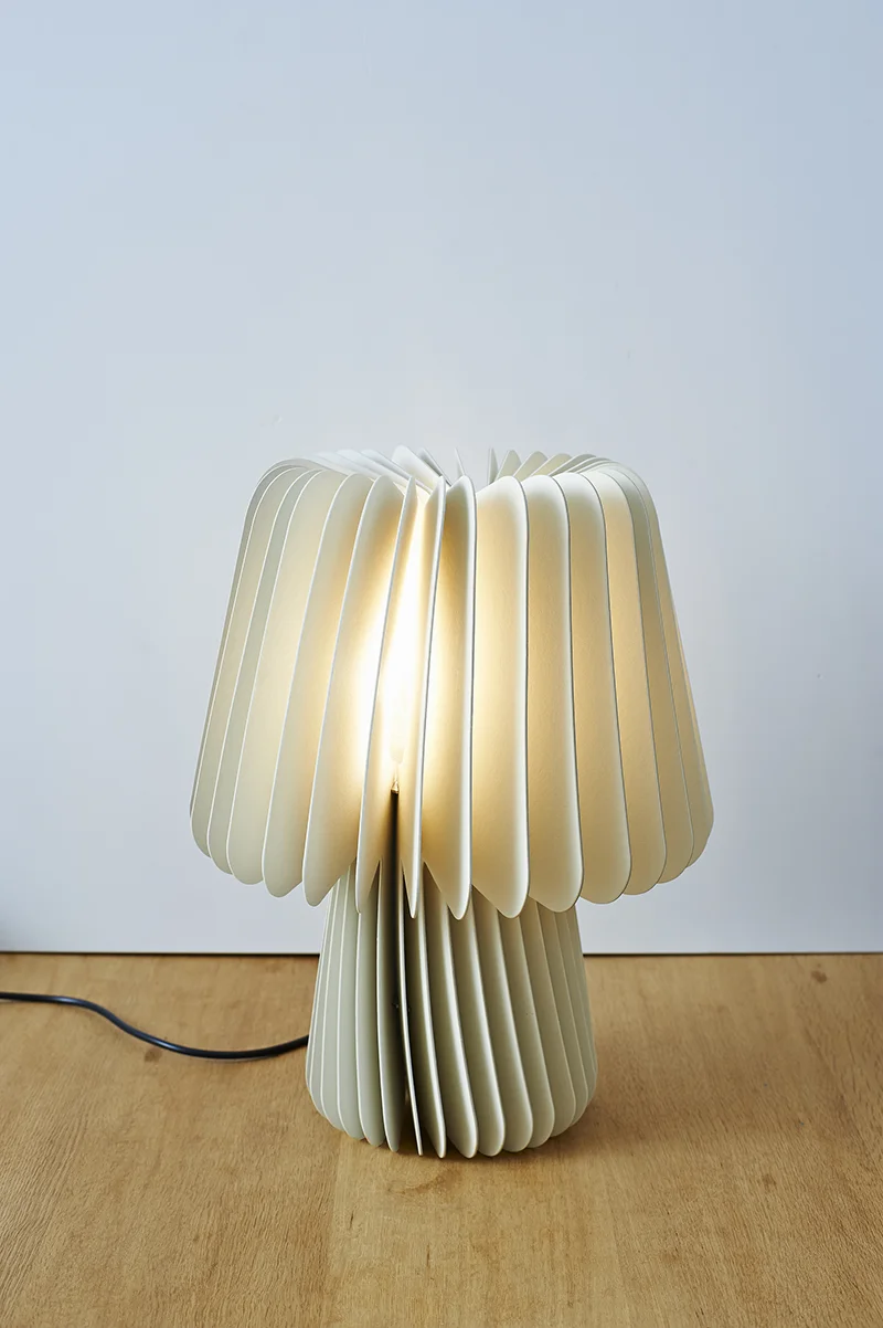 BEAM TABLE LAMP PALE GREY & CHINA Grey and white table lamp The White
